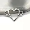 100st Antik Silver Heart Link Connector Connectors Pendant Charms för halsband Smycken Gör fynd 24x16mm