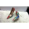 Sexy Iridescent Snake Leather High Heel Pumps Python Printed Mixed Patchwork Dress Shoes Stiletto Heels Banquet Party Shoes LJ201112