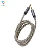 Nylon Wire Metal Shell Braid Weave Transparent 3.5mm Male Naar 3,5 mm Mannelijke Audiokabel Aux Cord Speaker Cable 100pcs / lot