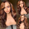 Orange Ingwer Goldblond gewellt HD 360 Lace Frontal Echthaarperücken gebleichte Knoten 200Density Virgin Hair 13x6 Transparent