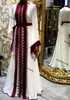 Biały Burgundia Muzułmanin Kfatan Wieczór Formalne Suknie 2021 Koronkowa Aplikacja Marokańska Kaftan Kaftan Dubai Abaya Sukienka Arabska