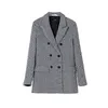 Toppies vintage pied de poule veste en laine double boutonnage long manteau femmes outwear vêtements d'hiver 201027