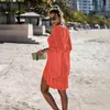 MOSHENGQI Bikini Cover Up Bathing Suit Sexy Pullover Swimsuit Knitted Swimwear Mujer Summer Beach Dress Wear Crochet See-through T200324