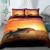 Trees Sunset Landscape Bedding Sets Coconuts Ocean 3D Print Duvet Cover Pillowcases For Adult Kids Bed Set With Pillowcase 201114