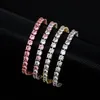 Роскошные Bling Zircon Anklets Street Мода Женщины 18k Золотой Родий Покрытый теннисный цепь хип-хоп Aklets