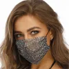 Bling Crystal Mask Luxury Black Mesh Veil Rhinestone Face Mask for Women Prom Party Face Mask 13 colors1986260