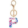 Acrylic 26 Letter Keychain Alphabet Keyring Wristlet Key Chains Wrist Strap Key Cartoon Car Accessories