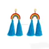 Vrouwen regenbooglijn kwast oorbellen bengelen druppel oorringen voor vrouwen mode sieraden wil en zandstrekken schip