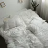 4 Teile/satz Koreanischen Stil weiß rot baumwolle% Bettwäsche Set Kissenbezug Bettbezug bettlaken/spannbetttuch mit Elastische Falten Bett set T200706