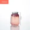 350ml / 500ml 플라스틱 마시는 병 알루미늄 뚜껑 일회용 맑은 음료수 병 넓은 입 애완 동물 항아리