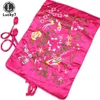 Jewelry Pouches, Bags Embroidered Storage Bag Chinese Wind Silk Organizer Travel Pouches Ring Necklace Zipper Embroidery Bird Roll