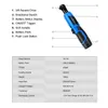 Prostormer Electric Ratchet Wrench 12v trådlös 38 tum 2000mAh litiumbatteri med LED Light Car Repair Tool Y200323