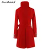 Avestruz livre feminino sólido casacos longos inverno slim quente moda lã casaco e jaqueta elegante longa damas de casacos lj201128