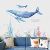 Autocollant mural de baleine de corail de dessin animé, pour chambres d'enfants, décor de pépinière, autocollants de carreaux en vinyle, sparadrap imperméables pour la maison, peintures murales 220217