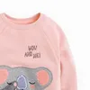 Baby flicka kläder toddler höst bomull djur applique sweatshirt rosa brev tröja för barn 2-7 år 220309