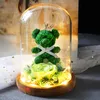 New Teddy Bear Rose Flowers In Glass Dom Light Festival Flowers Home Wedding Decoration Birthday Valentine's Day Flower Gifts