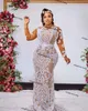 Robes de mariée en dentelle sirène grande taille avec train détachable manches longues perlées robes de mariée africaines balayage train robe de mariee257G