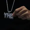 HIP HOP Aangepaste naam Brieven Hanger Ketting Micro Cubic Zirkoon met touwketting of Cubaanse keten