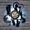 I Love Record Vintage LED Vinyle Chaton Art Silencieux Unique Décoratif 3D Suspendu CD Horloge Murale 7 Chats Y200407