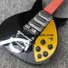 2022 Ny liten dubbelvåg elektrisk gitarr, stränginstrument, svart färg, gul täckplatta, koreanska tillbehör