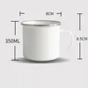 350 ml handvat Tumblers DIY Sublimatie Blanco Rvs Mokken Zilverkleur Rand Pijler Vorm Lidless Cups Geëmailleerde 10ky G2