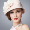 Stingy Brim Hats Lady Autumn Winter Hat Female Fedoras Wool British Fashion South Korea Style With Flower B-11581