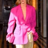 Twotwinstyle Streetwear Туника Высокий талию с длинным рукавом Черное розовое пинк пиджак пальто Женщины осень женская мода одежда новый 201023
