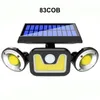 Światła słoneczne 70 LED 3 Rotatable Heads Led Solar Garden Lampa Czujnik ruchu Outdoor Garden Spot Light