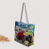 Grande capacidade personalizável bolsa de lona portátil Macrame Macrame Macrame Beach Zipper Bolso Bolso