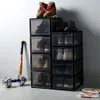 Утолщенные пластиковые спортивные ботинки пылезащитные ящики для хранения прозрачные кроссовки стекируемые органайзер внутренняя коробка выставочный кабинет черный белый