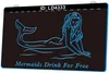 LD4333 Mermaid Drink For Free 3D Grawerowanie LED Light Sign Hurt Sprzedaż hurtowa