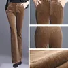 Mode Corduroy Taille haute Skinny Flare Pantalon Classique Vintage Pantalon évasé Bureau Lady Butt Lifting Bell Bottoms Pantalon 201031