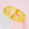 Dragon Phoenix Bangle Bracelet for Women Lady Wedding Party Daily 18K Yellow Gold Filled Dubai Fashion Jewelry Gift 14mm 16mm 20mm277B