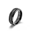 Pure Fine 316L Stainless Men Ring Black Plated and Silver Double Row Drill Fashion Nature Accessories