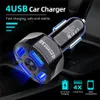 4 portar USB -billaddare 48W QC3.0 Snabb 7a Mini Fast Charging för iPhone 14 Xiaomi Huawei Mobiltelefonavgift Adapter