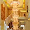 LED Modern Golden Crystal Chandeliers Lights Fixture American Spiral Staircase Long Chandelier Hall Light Height 200cm/300cm/400cm/500cm