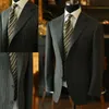 Cinza Pinstripe Slim Fit Homens Ternos Do Casamento Noivo Tuxedos Casaco + Calças Bridegroom Suits Designer Best Man Blazer