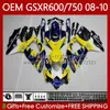 Suzuki Body GSXR 600 750 CC 600CC 750CC GSXR600 K8 GSX-R750 88NO.15 GSXR-600 GSXR-750 08 09 10 GSXR750 GSX-R600 2008 2009 2010 OEM 페어링 노란색 광택