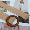 Belts Waist Art Round Wooden Buckle Dress Belt For Women Casual Braided Wide Strap Female Designer Woven Girls Elastic Straw