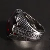 Echte pure 925 sterling zilveren ringen met rode kleur zirkoon steen gefacetteerde trouwringen voor mannen vintage Turkse sieraden 201218