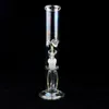 12" Iridesent Glass Water Pipe Hookahs Tobacco Perc Bong Straight Tube Ice Catcher Heady Rig Recycler Smoking Pipes Percolator Bongs 14mm Bowl