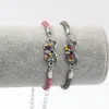 S2711 Boehmian Fashion Jewelry Braccialetto di corda in pelle intrecciata con pendente a farfalla colorata