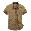 AFS ZDJP Mannen 2018 Nieuwe Zomer Mannen Militaire Militaire Korte Mouwen Shirts Katoen Ademend Ademend Chemise Homme Losse Leger Shirt G0105