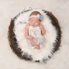 Baby Round Blanket Long Pile Faux Fur Photography Prop Newborn Photo Shoot Background Basket Filler Fotografia Accessories 201111