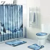 Maty do kąpieli Zeegle 4PCS dywan łazienkowy Scenic wzór przeciw poślizgowej toaleta mikrofibry Flannel Co pokrywa siedzenia dywan dywaniczny 1