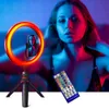 Anneau lumineux LED coloré RGB avec trépied de téléphone, pour film vidéo, Photo, Selfie, diffusion en direct sur YouTube Tiktok Twitch