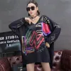 List Wzór Gruby Dzianiny Kobiety Moda Jesień Zima Elegancka V Neck Nieregularna Osobowość Dorywczo Oversized Sweter Top 201222