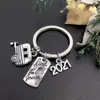 2021 Find Joy In The Journey Charms Keychain Happy Camper RV Trailer Key Chain Enjoy Retirement Keyring for Boss and Coworker Gift