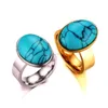 acier inoxydable turquoise bague bande diamant argent or femmes mens bague mode Fine bijoux cadeau volonté et sable