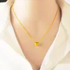 Loose Bead Pendant Chain Women Girl 18k Yellow Gold Filled Fashion Jewelry Gift